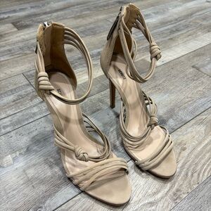 Schutz knotted strappy high heels with back zippers